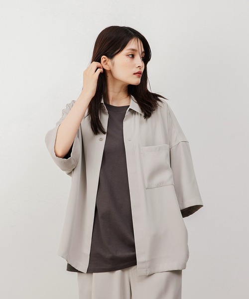 JUNRED(ジュンレッド)の「にっしー×JUNRed / ルーズフロントスリットハーフスリーブシャツ & ワイドミリタリーバルーンパンツ【セットアップ】(セットアップ・メンズ・ライトグレー/オリーブ/ネイビー・S/M/L)」の20枚目の写真