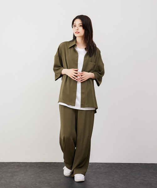 JUNRED(ジュンレッド)の「にっしー×JUNRed / ルーズフロントスリットハーフスリーブシャツ & ワイドミリタリーバルーンパンツ【セットアップ】(セットアップ・メンズ・ライトグレー/オリーブ/ネイビー・S/M/L)」の10枚目の写真