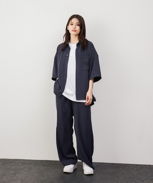 JUNRED(ジュンレッド)の「にっしー×JUNRed / ルーズフロントスリットハーフスリーブシャツ & ワイドミリタリーバルーンパンツ【セットアップ】(セットアップ・メンズ・ライトグレー/オリーブ/ネイビー・S/M/L)」の11枚目の写真