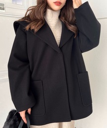 moment+ | ライトニットメルトンビックカラーミドルコート（裏地付き）(その他アウター)