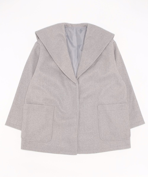 moment+(モーメントプラス)の「ライトニットメルトンビックカラーミドルコート(裏地付き)(その他アウター・レディース・ブラック/アイボリー/グレー系その他/ブラウン系その他・M)」の15枚目の写真