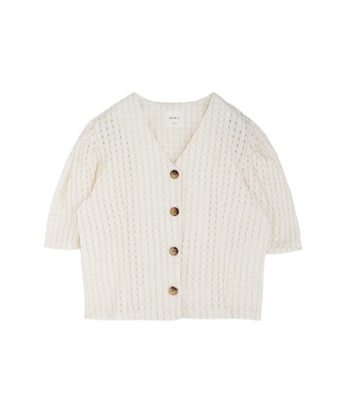 AMAIL(アマイル)の「Check puffy blouse(シャツ/ブラウス・レディース・ホワイト/ブラック/ラベンダー・FREE)」の8枚目の写真