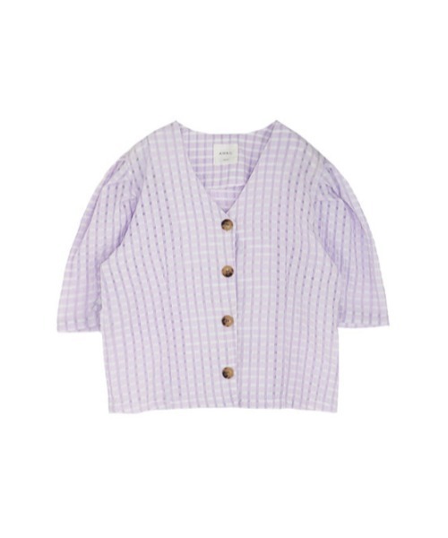 AMAIL(アマイル)の「Check puffy blouse(シャツ/ブラウス・レディース・ホワイト/ブラック/ラベンダー・FREE)」の9枚目の写真