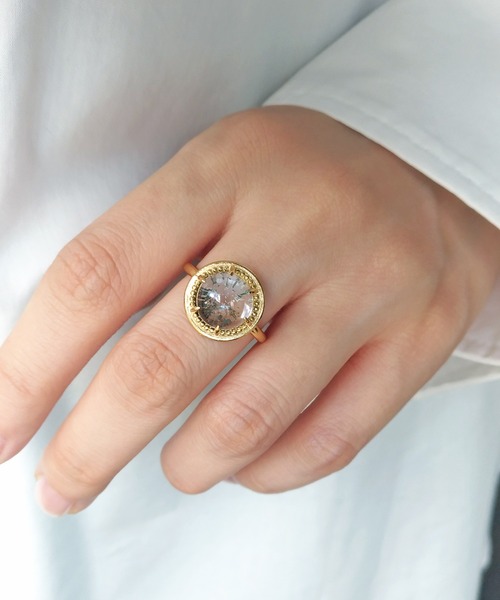 a cote（アコテ）の「【WEB限定】a Cote◆silver925 ガーデンクォーツ ラウンド ゴールド マットリング (ニッケルフリー)☆（リング・レディース・グリーン・#13）」の5枚目の写真