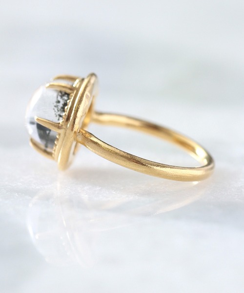 a cote（アコテ）の「【WEB限定】a Cote◆silver925 ガーデンクォーツ ラウンド ゴールド マットリング (ニッケルフリー)☆（リング・レディース・グリーン・#13）」の2枚目の写真