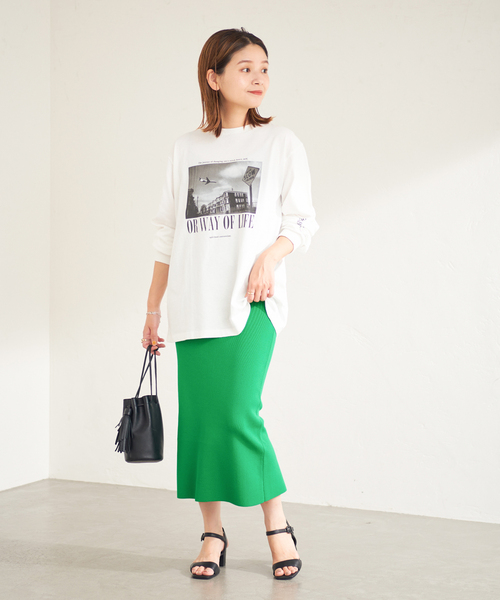 JOURNAL STANDARD(ジャーナルスタンダード)の「ソウバリニットスカート(スカート・レディース・ライトグレー/ブラック/グリーン・38/36)」の12枚目の写真