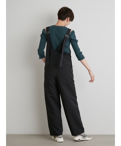 emmi（エミ）の「【emmi atelier】フロントファスナー付きサロペット（サロペット/オーバーオール・レディース・ブラック/オフホワイト・1/0）」の6枚目の写真