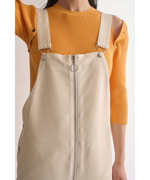 emmi（エミ）の「【emmi atelier】フロントファスナー付きサロペット（サロペット/オーバーオール・レディース・ブラック/オフホワイト・1/0）」の14枚目の写真