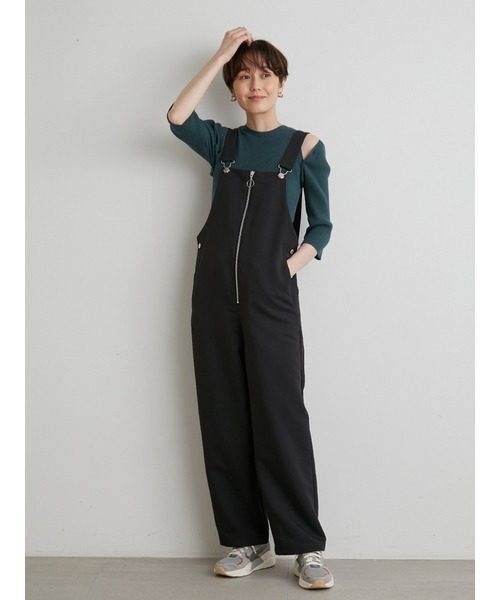 emmi（エミ）の「【emmi atelier】フロントファスナー付きサロペット（サロペット/オーバーオール・レディース・ブラック/オフホワイト・1/0）」の20枚目の写真