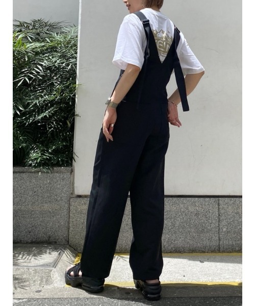 emmi（エミ）の「【emmi atelier】フロントファスナー付きサロペット（サロペット/オーバーオール・レディース・ブラック/オフホワイト・1/0）」の19枚目の写真
