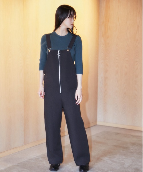 emmi（エミ）の「【emmi atelier】フロントファスナー付きサロペット（サロペット/オーバーオール・レディース・ブラック/オフホワイト・1/0）」の21枚目の写真