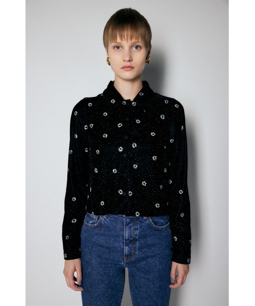 MOUSSY（マウジー）の「VELVET DAISY COMPACT シャツ（シャツ/ブラウス・レディース・グリーン/ブラック・1/2）」の3枚目の写真