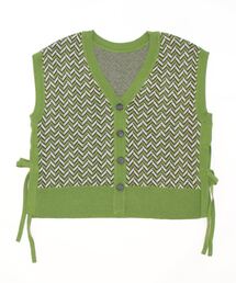 YECCA VECCA | 2way幾何学柄ジャガードベスト(カーディガン/ボレロ)