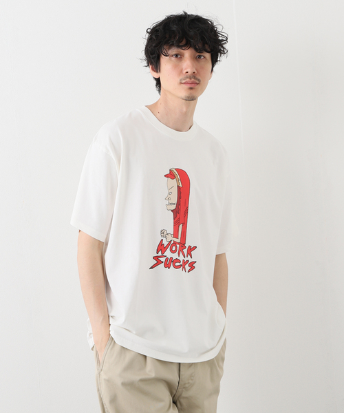 ビーバス・アンド・バットヘッド オーバーサイズTシャツ 白 SAINT MICHAEL (セントマイケル) 23SS ×A BATHING APE ビーバス