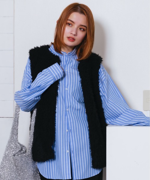 ROOPTOKYO（ループトウキョウ）の「ブロードルーズフィットバンドカラーシャツ オーバーシャツ（シャツ/ブラウス・メンズ・ホワイト/サックスブルー/イエロー/グリーン/ホワイト系・M/L/XL）」の4枚目の写真