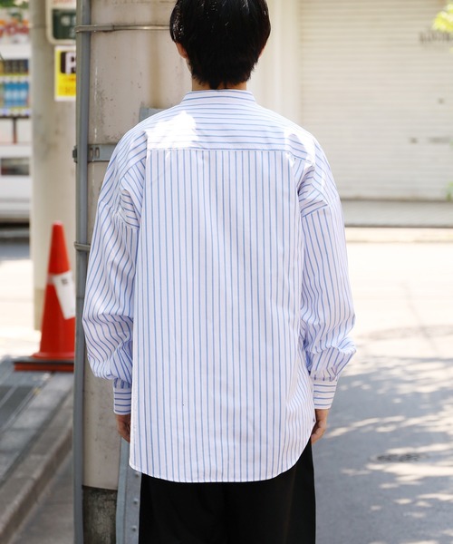 ROOPTOKYO（ループトウキョウ）の「ブロードルーズフィットバンドカラーシャツ オーバーシャツ（シャツ/ブラウス・メンズ・ホワイト/サックスブルー/イエロー/グリーン/ホワイト系・M/L/XL）」の7枚目の写真