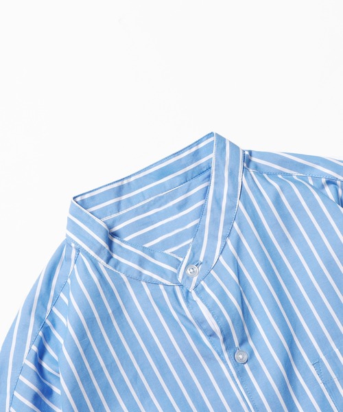 ROOPTOKYO（ループトウキョウ）の「ブロードルーズフィットバンドカラーシャツ オーバーシャツ（シャツ/ブラウス・メンズ・ホワイト/サックスブルー/イエロー/グリーン/ホワイト系・M/L/XL）」の8枚目の写真