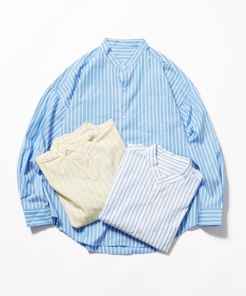 ROOPTOKYO（ループトウキョウ）の「ブロードルーズフィットバンドカラーシャツ オーバーシャツ（シャツ/ブラウス・メンズ・ホワイト/サックスブルー/イエロー/グリーン/ホワイト系・M/L/XL）」の13枚目の写真