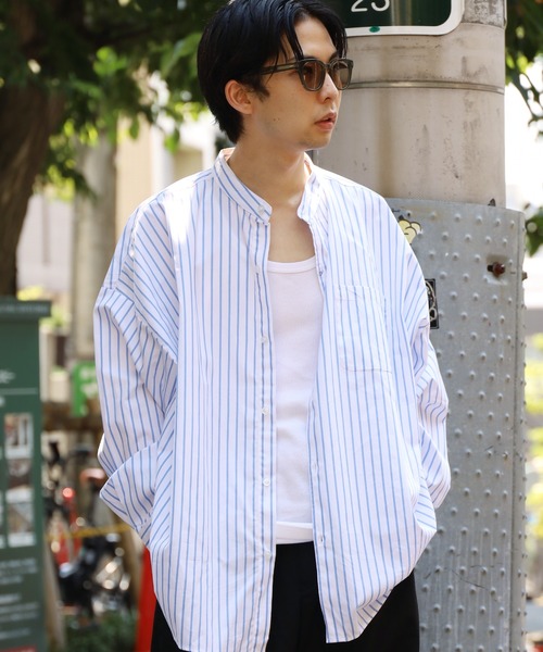 ROOPTOKYO（ループトウキョウ）の「ブロードルーズフィットバンドカラーシャツ オーバーシャツ（シャツ/ブラウス・メンズ・ホワイト/サックスブルー/イエロー/グリーン/ホワイト系・M/L/XL）」の15枚目の写真