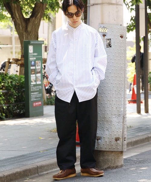 ROOPTOKYO（ループトウキョウ）の「ブロードルーズフィットバンドカラーシャツ オーバーシャツ（シャツ/ブラウス・メンズ・ホワイト/サックスブルー/イエロー/グリーン/ホワイト系・M/L/XL）」の21枚目の写真