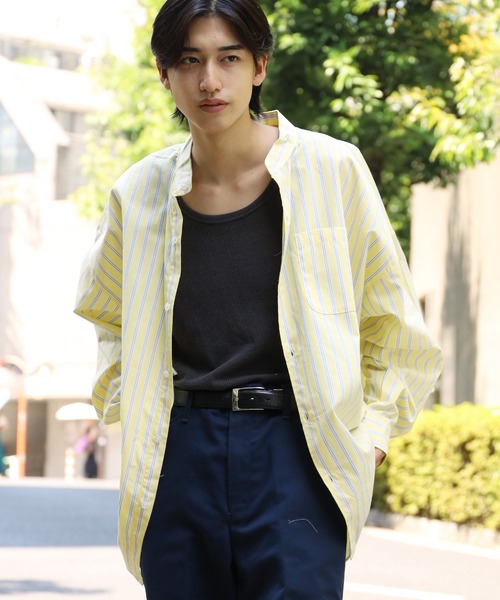 ROOPTOKYO（ループトウキョウ）の「ブロードルーズフィットバンドカラーシャツ オーバーシャツ（シャツ/ブラウス・メンズ・ホワイト/サックスブルー/イエロー/グリーン/ホワイト系・M/L/XL）」の19枚目の写真