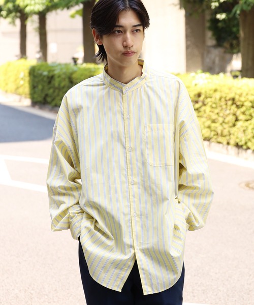 ROOPTOKYO（ループトウキョウ）の「ブロードルーズフィットバンドカラーシャツ オーバーシャツ（シャツ/ブラウス・メンズ・ホワイト/サックスブルー/イエロー/グリーン/ホワイト系・M/L/XL）」の18枚目の写真