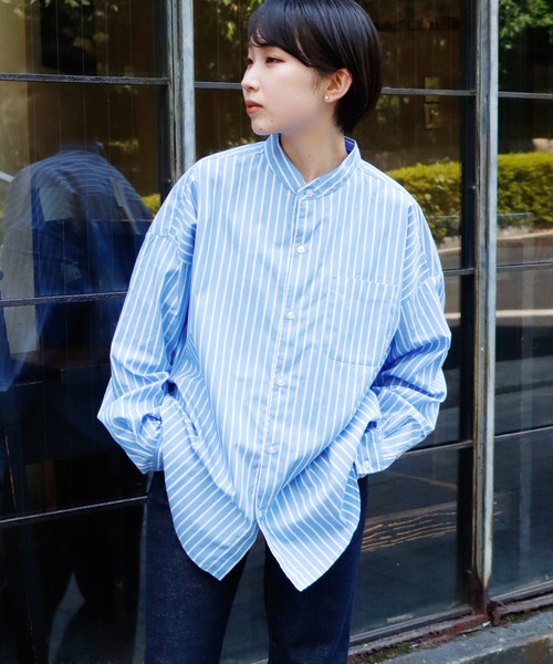 ROOPTOKYO（ループトウキョウ）の「ブロードルーズフィットバンドカラーシャツ オーバーシャツ（シャツ/ブラウス・メンズ・ホワイト/サックスブルー/イエロー/グリーン/ホワイト系・M/L/XL）」の16枚目の写真