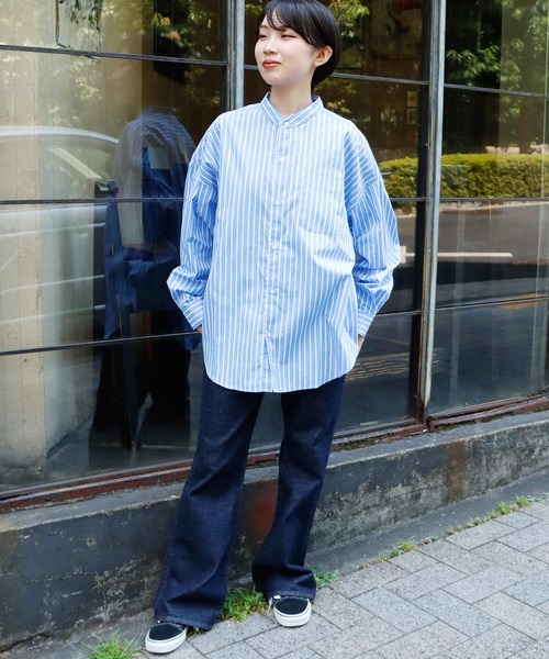 ROOPTOKYO（ループトウキョウ）の「ブロードルーズフィットバンドカラーシャツ オーバーシャツ（シャツ/ブラウス・メンズ・ホワイト/サックスブルー/イエロー/グリーン/ホワイト系・M/L/XL）」の22枚目の写真