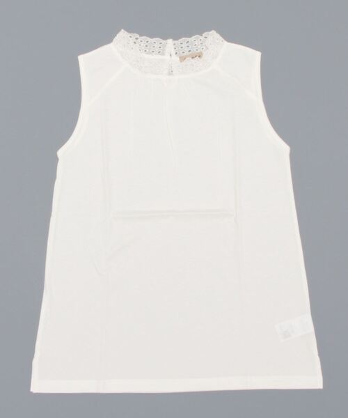 Samansa Mos2(サマンサ モスモス)の「スタンド襟レースノースリーブカットソー(Tシャツ/カットソー・レディース・オフホワイト/モカ/チャコール/キナリ・フリ-)」の1枚目の写真