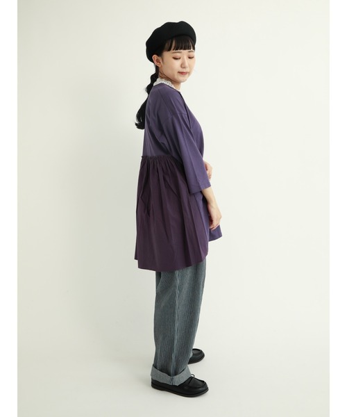 Samansa Mos2(サマンサ モスモス)の「スタンド襟レースノースリーブカットソー(Tシャツ/カットソー・レディース・オフホワイト/モカ/チャコール/キナリ・フリ-)」の5枚目の写真