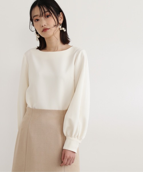 NATURAL BEAUTY BASIC(ナチュラルビューティーベーシック)の「2WAYスリーブブラウス(シャツ/ブラウス・レディース・ブラウン/オフホワイト/ダークオレンジ・SMALL/MEDIUM)」の6枚目の写真