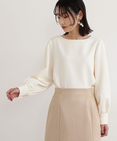 NATURAL BEAUTY BASIC(ナチュラルビューティーベーシック)の「2WAYスリーブブラウス(シャツ/ブラウス・レディース・ブラウン/オフホワイト/ダークオレンジ・SMALL/MEDIUM)」の7枚目の写真