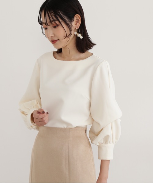 NATURAL BEAUTY BASIC(ナチュラルビューティーベーシック)の「2WAYスリーブブラウス(シャツ/ブラウス・レディース・ブラウン/オフホワイト/ダークオレンジ・SMALL/MEDIUM)」の5枚目の写真