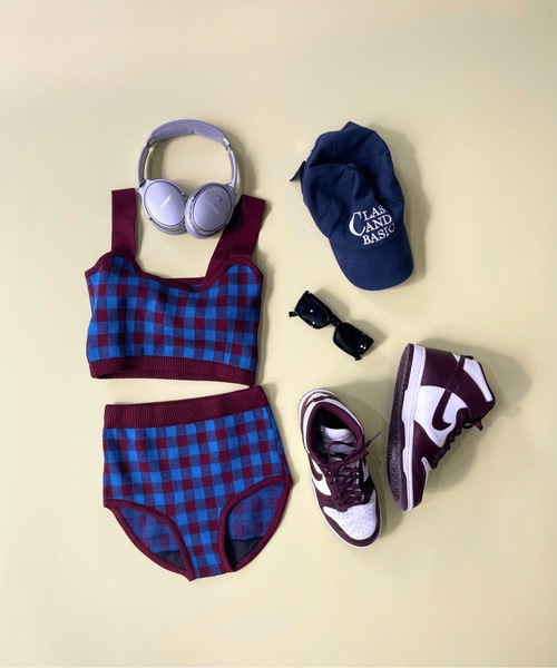 SANSeLF（サンセルフ）の「チェックスイムウェア【SANSeLF】sanws23s001（水着・レディース・ネイビー/ライトグリーン/ボルドー・FREE）」の12枚目の写真