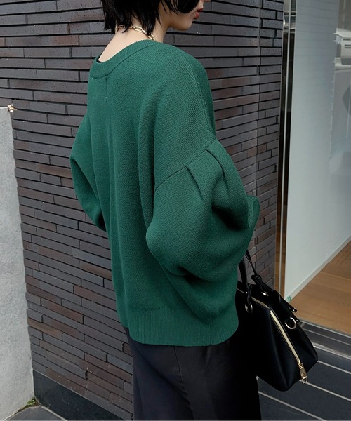 SETUP7（セットアップセブン）の「【SETUP7】ドロップショルダーボリュームスリーブニットカーディガン（カーディガン/ボレロ・レディース・グリーン/ライトグレー/ベージュ/ブラック・FREE）」の22枚目の写真