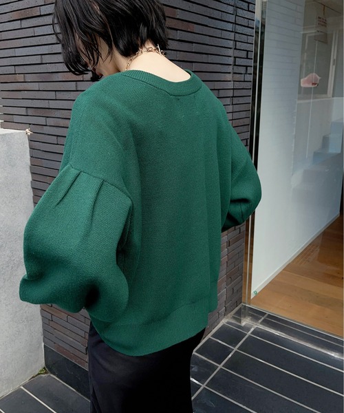 SETUP7（セットアップセブン）の「【SETUP7】ドロップショルダーボリュームスリーブニットカーディガン（カーディガン/ボレロ・レディース・グリーン/ライトグレー/ベージュ/ブラック・FREE）」の21枚目の写真