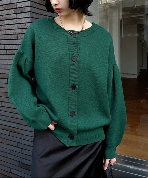 SETUP7（セットアップセブン）の「【SETUP7】ドロップショルダーボリュームスリーブニットカーディガン（カーディガン/ボレロ・レディース・グリーン/ライトグレー/ベージュ/ブラック・FREE）」の20枚目の写真