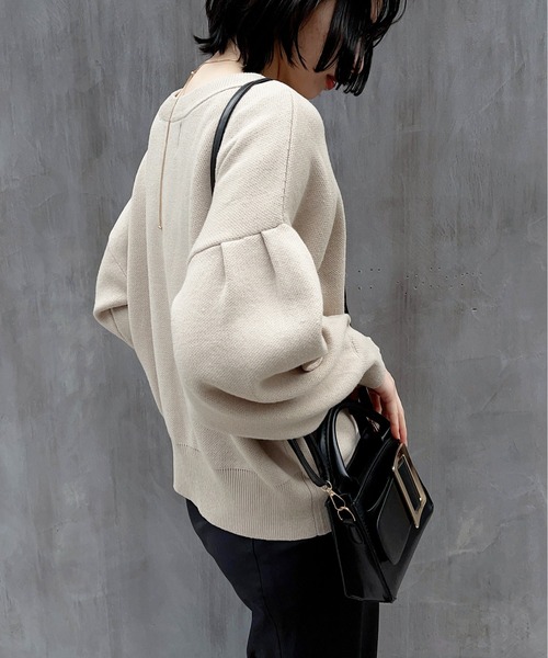 SETUP7（セットアップセブン）の「【SETUP7】ドロップショルダーボリュームスリーブニットカーディガン（カーディガン/ボレロ・レディース・グリーン/ライトグレー/ベージュ/ブラック・FREE）」の15枚目の写真