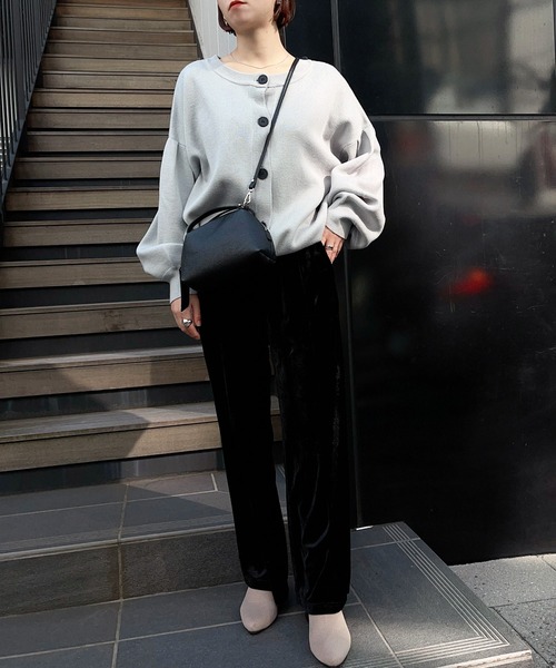 SETUP7（セットアップセブン）の「【SETUP7】ドロップショルダーボリュームスリーブニットカーディガン（カーディガン/ボレロ・レディース・グリーン/ライトグレー/ベージュ/ブラック・FREE）」の6枚目の写真