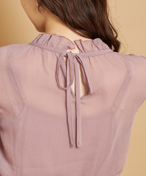 tocco closet(トッコ クローゼット)の「後ろリボン付きフラワーモチーフ×シャーリングスリーブブラウス(シャツ/ブラウス・レディース・オフホワイト/ピンク系その他・M)」の15枚目の写真