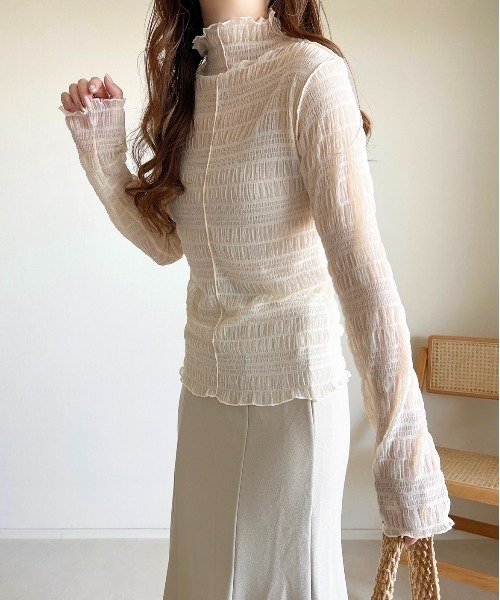 cle（クレ）の「シャーリングシアートップス（Tシャツ/カットソー・レディース・アイボリー・FREE）」の17枚目の写真