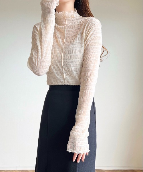 cle（クレ）の「シャーリングシアートップス（Tシャツ/カットソー・レディース・アイボリー・FREE）」の7枚目の写真