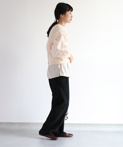 cepo（セポ）の「ショートニットベスト　２WAY（ベスト・レディース・ダークブラウン/グリーン/オフホワイト・M）」の18枚目の写真