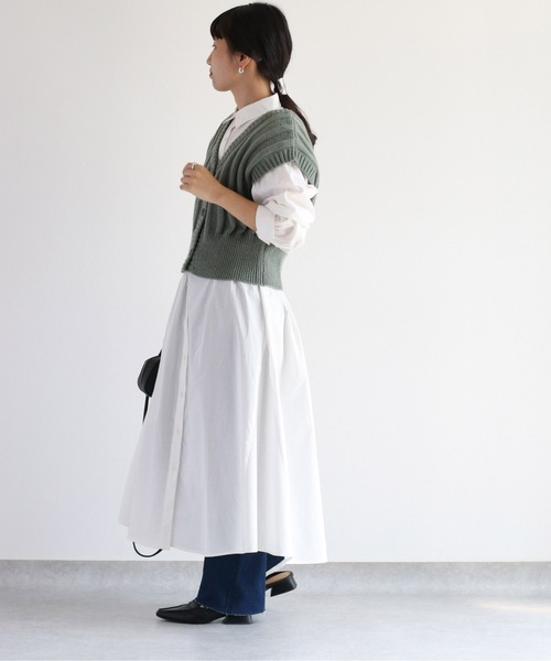 cepo（セポ）の「ショートニットベスト　２WAY（ベスト・レディース・ダークブラウン/グリーン/オフホワイト・M）」の10枚目の写真