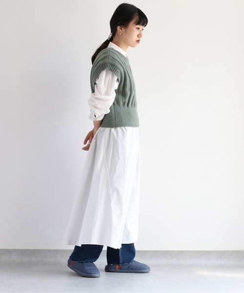 cepo（セポ）の「ショートニットベスト　２WAY（ベスト・レディース・ダークブラウン/グリーン/オフホワイト・M）」の14枚目の写真