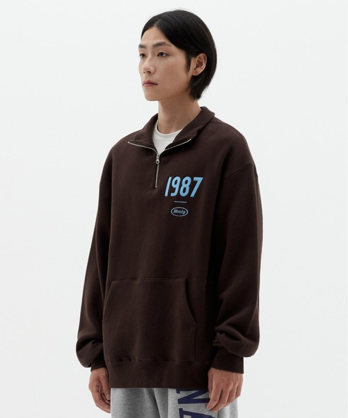 87mm(87mm)の「【87MM / Mmlg】19MG HALF-ZIP SWEAT / パルチムエムエム Mmlg 19MG ハーフジップ ロゴ スウェットシャツ(スウェット・レディース・ナチュラル/グレー/ブラウン/ブラック・MEDIUM/LARGE/SMALL)」の3枚目の写真