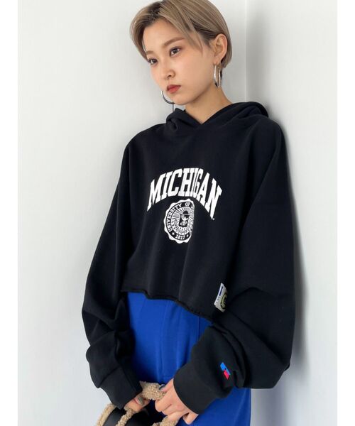 RUSSELL（ラッセル）の「カットオフショートフーディ（パーカー・レディース・グレー/ブラック/ホワイト・FREE）」の9枚目の写真