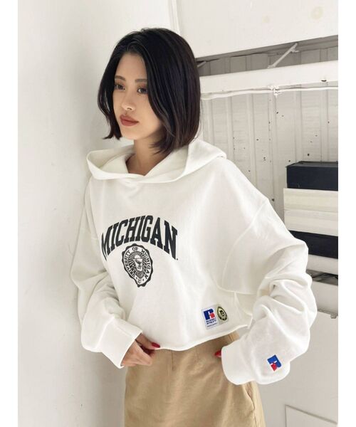 RUSSELL（ラッセル）の「カットオフショートフーディ（パーカー・レディース・グレー/ブラック/ホワイト・FREE）」の18枚目の写真