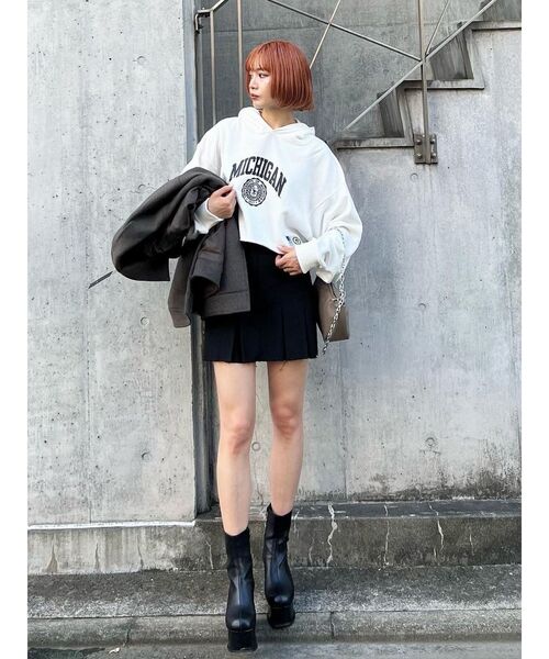 RUSSELL（ラッセル）の「カットオフショートフーディ（パーカー・レディース・グレー/ブラック/ホワイト・FREE）」の21枚目の写真