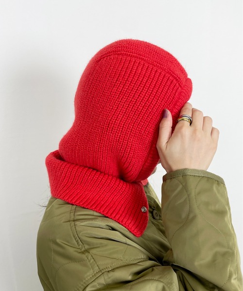 Meli rich（メリーリッチ）の「スナップボタンバラクラバ/ネックウォーマー（ニットキャップ/ビーニー・レディース・ベージュ/グレー/レッド/イエロー/ブルー/アイボリー・FREE）」の10枚目の写真